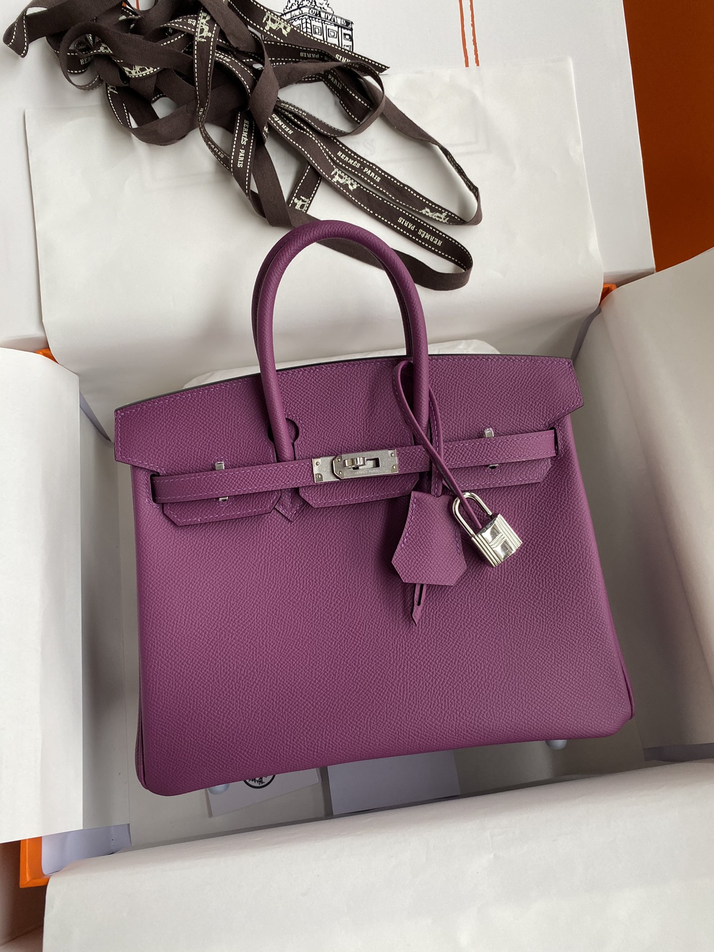 Hermes Birkin 25CM Epsom Leather Handbag Purple